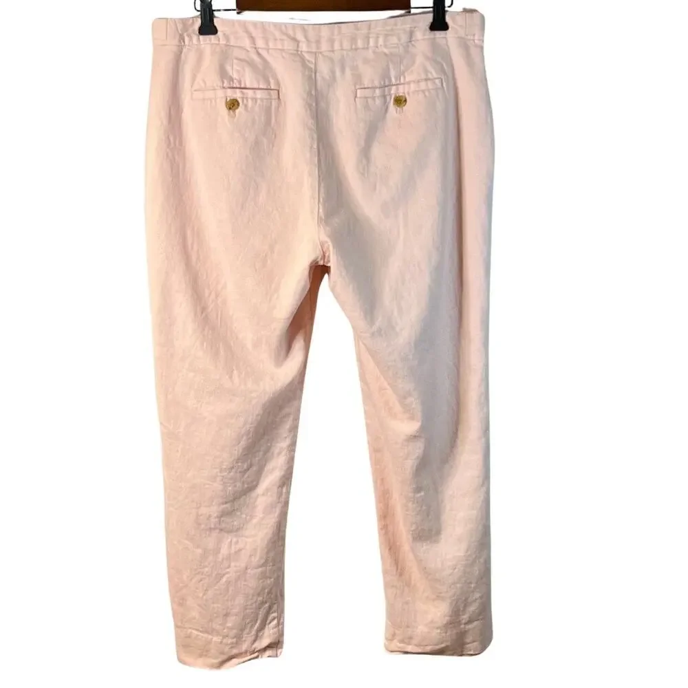 Banana Republic Women's Avery Pink Linen Blend Pants Size 14